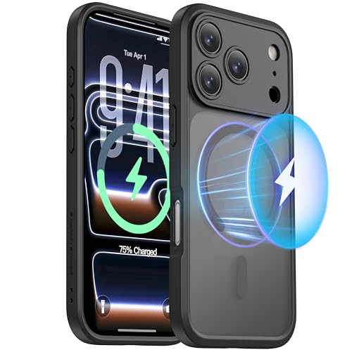 ImpactStrong Magnetic Guard Designed for iPhone 17 Pro Max Case [Camera Protection] [Military Grade Drop Tested] [Compatible with MagSafe] Slim Translucent Matte Phone Case (6.9") - Black - Image 2