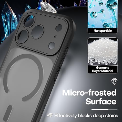 ImpactStrong Magnetic Guard Designed for iPhone 17 Pro Max Case [Camera Protection] [Military Grade Drop Tested] [Compatible with MagSafe] Slim Translucent Matte Phone Case (6.9") - Black - Image 4