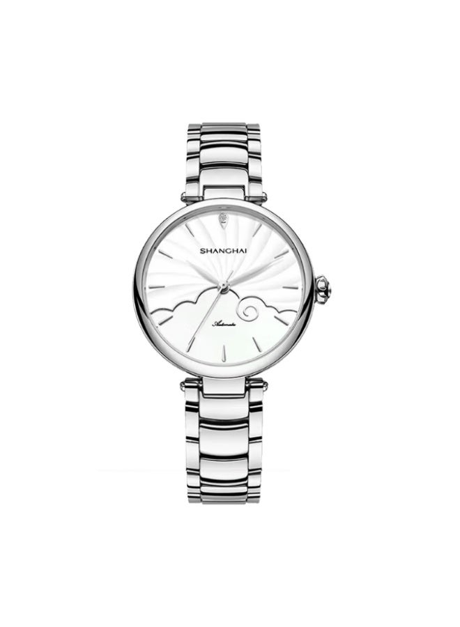 Shanghai Women's Watch Metropolitan Linglong Automatic Mechanical Silver Case White Cloud Dial Gift - Image 2