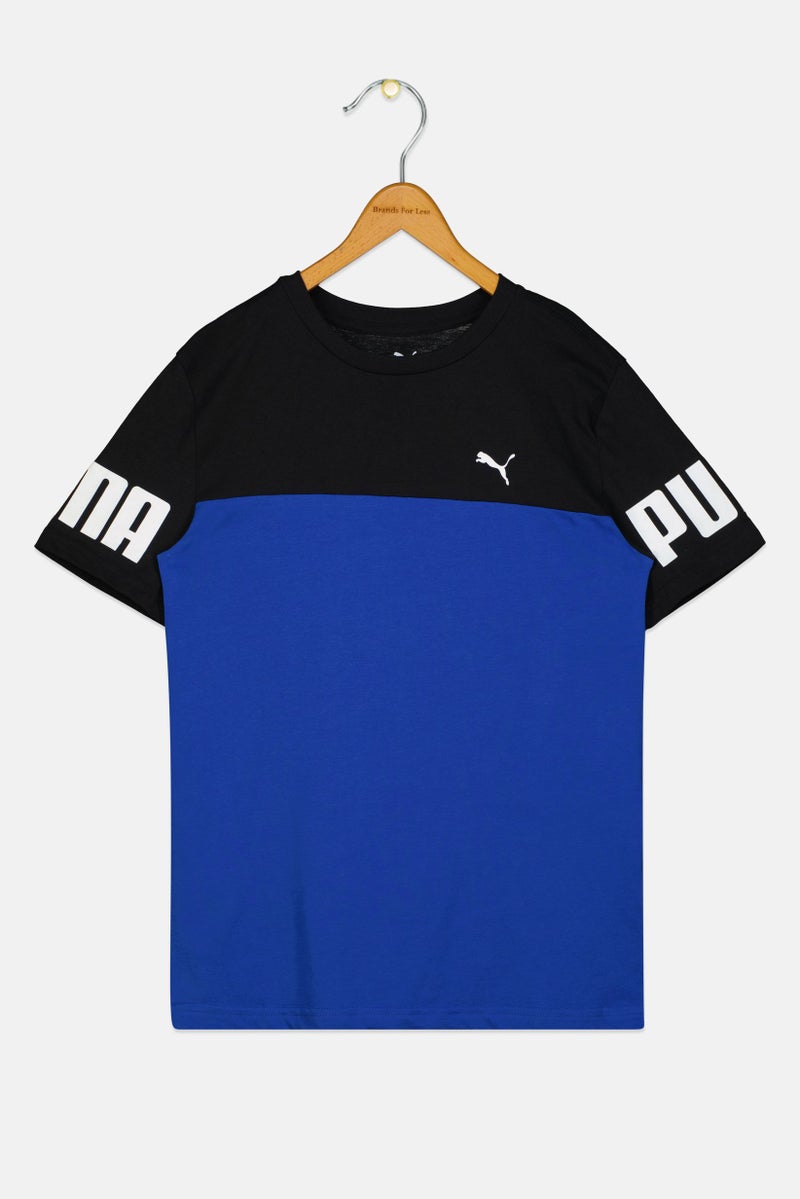 PUMA ملابس رياضية للأطفال الأولاد قميص تدريب قصير الأكمام، أزرق - Image 3