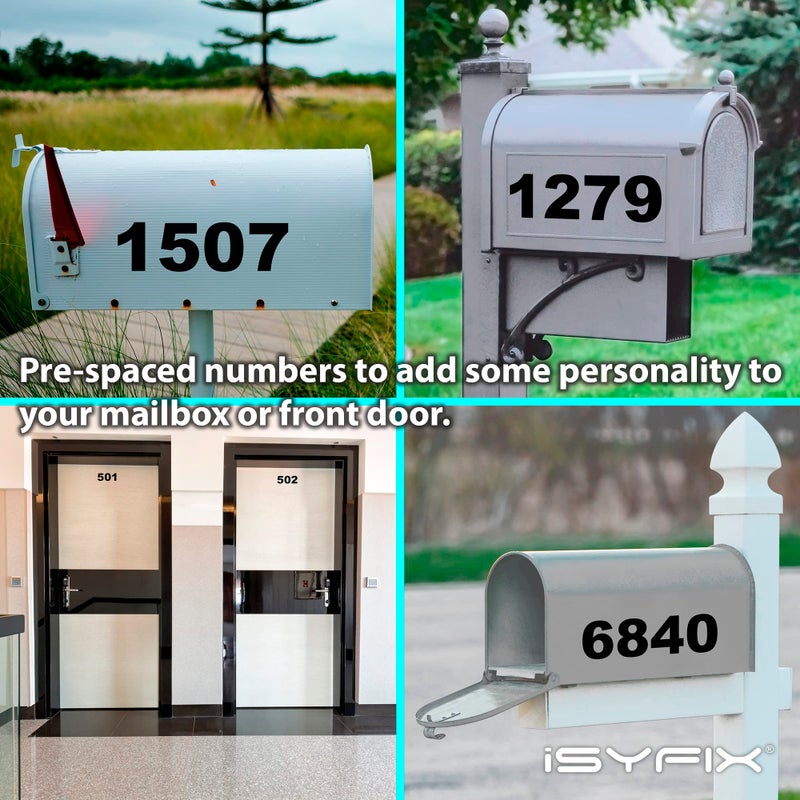iSYFIX Black Vinyl Number 1 (One) Stickers - 6 Pack 4 inch Self Adhesive - Decal Die Cut & Pre-Spaced for Mailbox, Signs, Window, Door, Cars, Trucks, Home, Business, Address Number, Indoor & Outdoor - Image 2