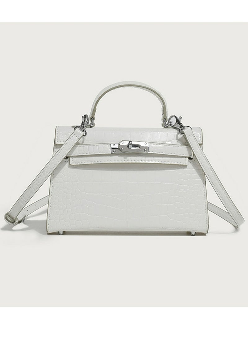 Loquat Ladies' Stylish Crocodile Pattern Mini Handbag Single Shoulder Crossbody Bags White  - Image 1