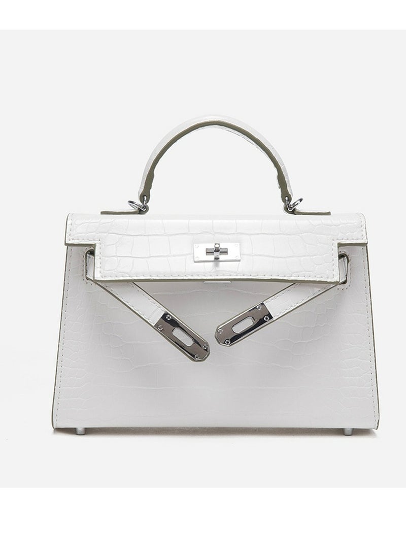 Loquat Ladies' Stylish Crocodile Pattern Mini Handbag Single Shoulder Crossbody Bags White  - Image 2