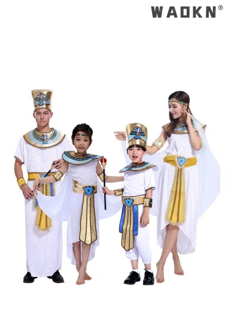 دبليو أيه أو كي أن زي المصري للأطفال مجموعة-ولد مصر القديمة فرعون مصري كليوباترا الأمير زي كوسبلاي للأطفال حفل الكرنفال مع الملحقات,زي فرعون المصري للأطفال حفل زي مصري,زي كليوباترا مع رأس الرأس, زي فرعون هالوين كوسبلاي اللباس للأولاد - Image 3