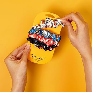 Kitsch x BT21 Satin Scrunchies for Women No Crease Hair Ties for Girls Scrunchies For All Hair Types and Textures Perfect for Day or Night 4 Pcs - Image 5