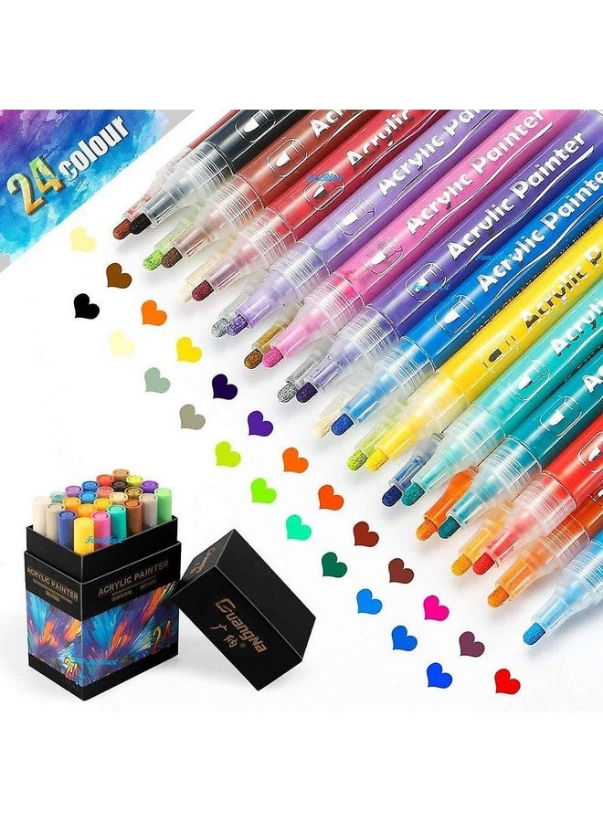 FunBlast Acrylic Marker Colors Set,Diy Color Markers,Acrylic Paint Bold Point Marker Pens,Set Of 24 Colors Markers Water Based Paint Pen ,Multicolor - Image 2