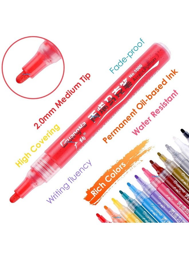 FunBlast Acrylic Marker Colors Set,Diy Color Markers,Acrylic Paint Bold Point Marker Pens,Set Of 24 Colors Markers Water Based Paint Pen ,Multicolor - Image 3