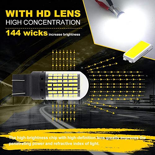 Automaze 12V 7443 7440 T20 Dual Connection/Pin/Buoyant Canbus Error Free 15 Watts 144 LED/SMD For Brake, Reverse Tail Light Bulbs (White) - Image 2