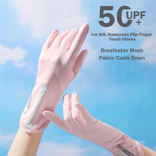 ZURATO Hand Gloves for Bike Riding for Women Sun Protection & Anti-Skid, Breathable, Open Finger Touch Screen, Driving, Cycling, Summer Cooling (Pink, Hand Gloves) - Image 3
