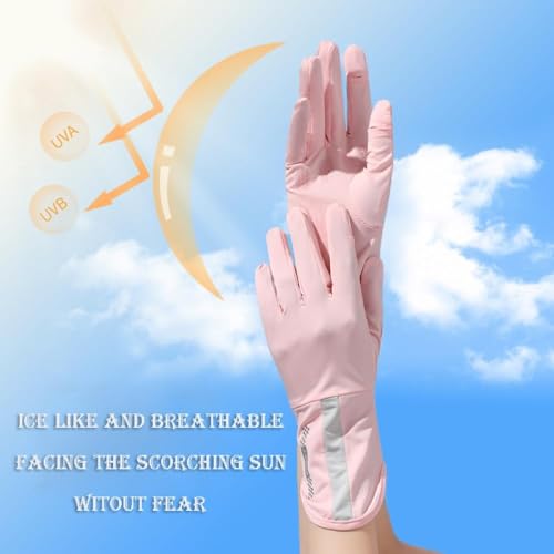ZURATO Hand Gloves for Bike Riding for Women Sun Protection & Anti-Skid, Breathable, Open Finger Touch Screen, Driving, Cycling, Summer Cooling (Pink, Hand Gloves) - Image 4