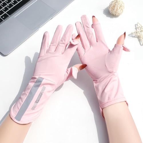 ZURATO Hand Gloves for Bike Riding for Women Sun Protection & Anti-Skid, Breathable, Open Finger Touch Screen, Driving, Cycling, Summer Cooling (Pink, Hand Gloves) - Image 2