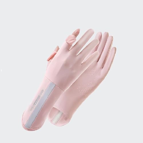 ZURATO Hand Gloves for Bike Riding for Women Sun Protection & Anti-Skid, Breathable, Open Finger Touch Screen, Driving, Cycling, Summer Cooling (Pink, Hand Gloves) - Image 1