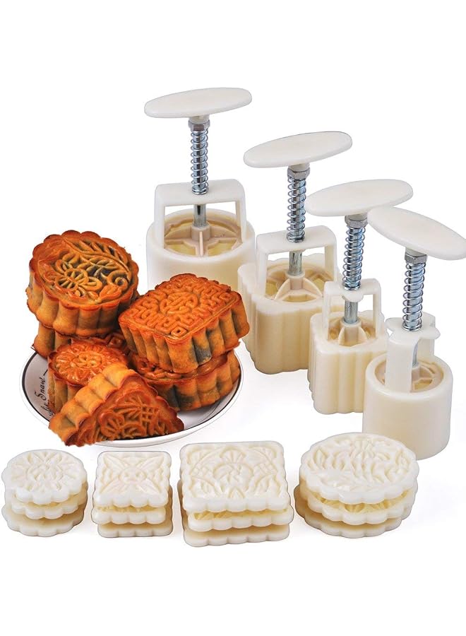 S-TOP Hand-Pressure Moon Cake Mould (12 Pieces, Set of 4) - Image 1