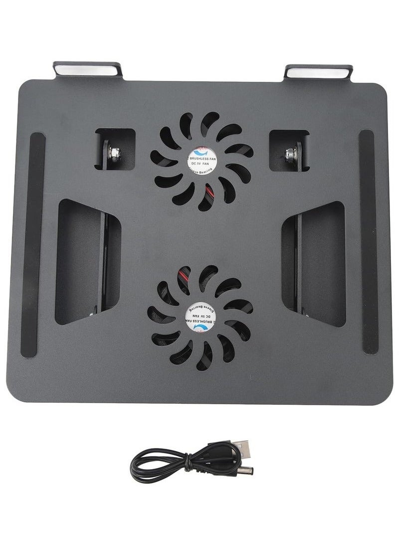 TIGER 360° Rotatable Laptop Stand with Cooling Fans – Adjustable Aluminum Notebook Riser Holder for Desk Use – Ergonomic Computer Stand Compatible with 11” to 17.3” Laptops – Anti-Slip Design with Ventilation for Overheating Prevention – Sleek Black Finish - Image 2