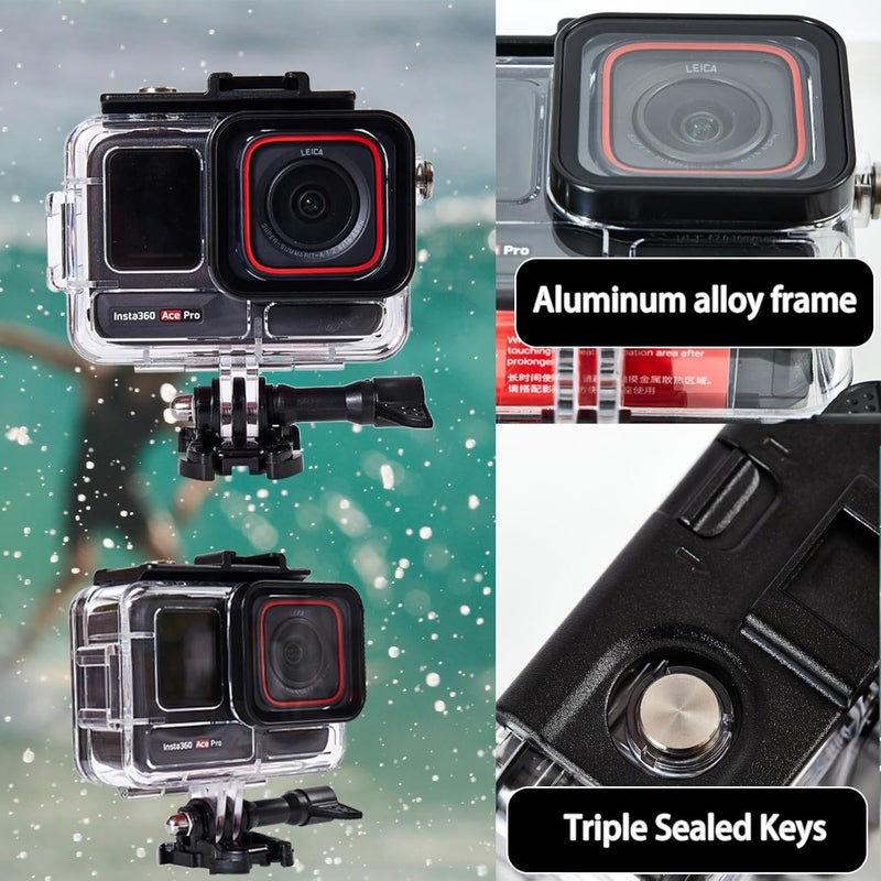 PCTC 197FT Waterproof Case for Insta360 Ace Pro with 3-Pack Dive Filters Accessories for Insta 360 Ace Pro Waterproof Case,Protective Underwater Dive Housing Shell with Bracket Accessories - Colour - Image 5