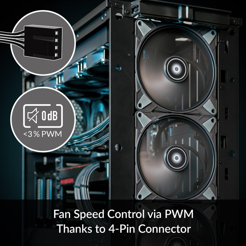 ARCTIC P14 Max - PC Fan, High-Performance 140mm Case Fan, PWM Controlled 400â€“2800 RPM, Optimised for Static Pressure, 0dB Mode - Black - Image 2