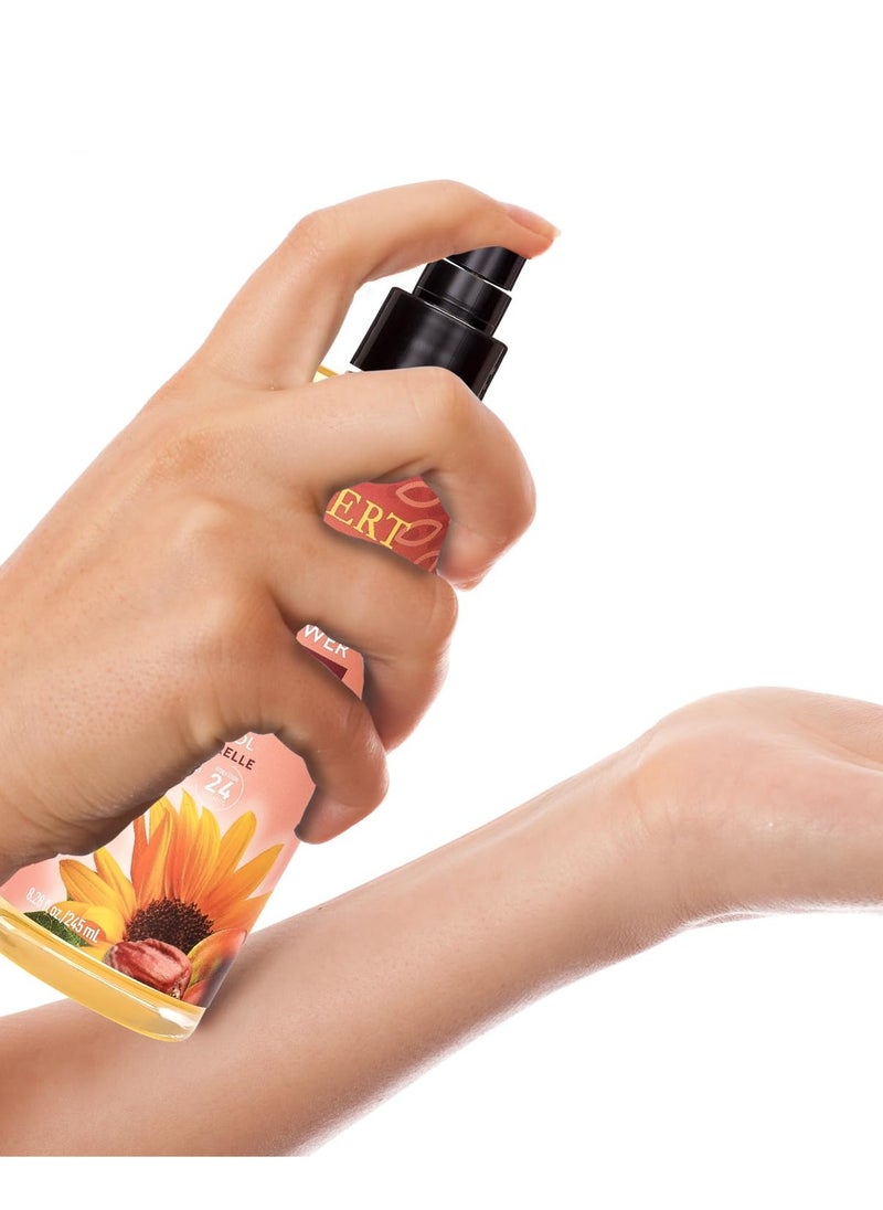 DESERT ESSENCE Desert Essence, Jojoba & Sunflower Body Oil Spray, 8.28 fl. oz. - Gluten-Free, Vegan, Cruelty Free - 24hour Moisture, Soothes Skin, Perfect for Sensitive Skin, Illuminating Body Spray 