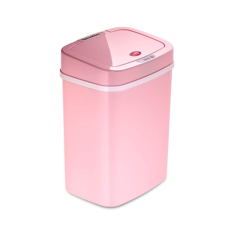 Ninestars DZT-12-5PK Bedroom or Bathroom Automatic Touchless Infrared Motion Sensor Trash Can, 3 Gal 12 L, ABS Plastic (Rectangular, Pink) Trashcan - Image 1