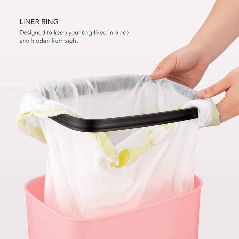 Ninestars DZT-12-5PK Bedroom or Bathroom Automatic Touchless Infrared Motion Sensor Trash Can, 3 Gal 12 L, ABS Plastic (Rectangular, Pink) Trashcan - Image 4
