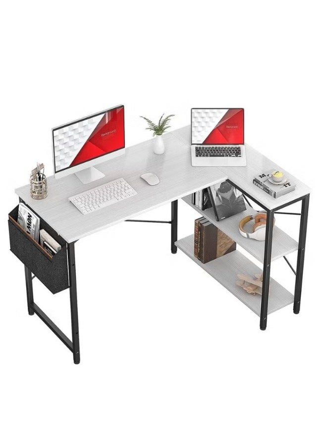 AGD L-Shaped Computer Desk with Reversible Storage Shelves for Home Office Workstation with Storage Bag  - Image 1