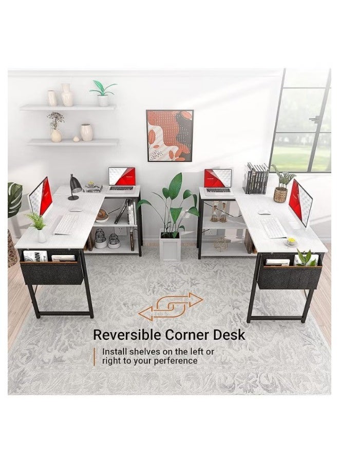 AGD L-Shaped Computer Desk with Reversible Storage Shelves for Home Office Workstation with Storage Bag  - Image 4