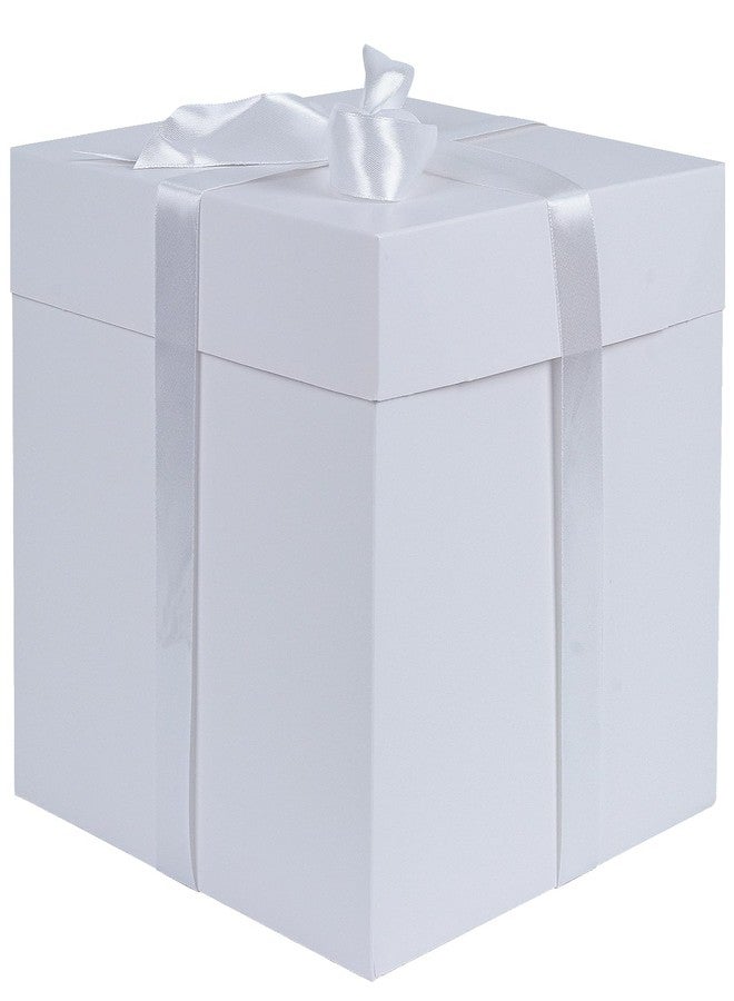 Elephantpackage Elephant-package Medium Gift Box with Lids, Ribbon and Paper Filler, for Birthdays, Mother's Day, Bridal Showers, Weddings, Baby Showers - Collapsible, 8.7", 1 Pack, White - Image 1