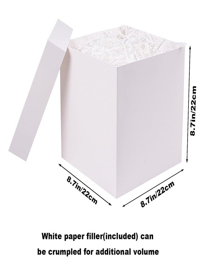 Elephantpackage Elephant-package Medium Gift Box with Lids, Ribbon and Paper Filler, for Birthdays, Mother's Day, Bridal Showers, Weddings, Baby Showers - Collapsible, 8.7", 1 Pack, White - Image 2