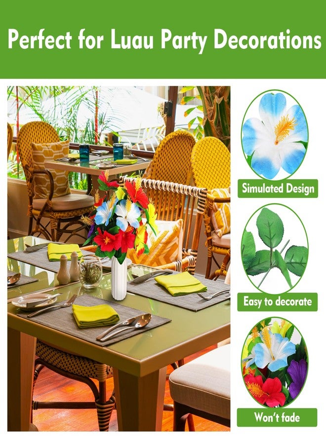 RMERVE 6 Pcs Hawaiian Flower Centerpieces for Tables,Tropical Flowers Artificial,Fake Hibiscus Flowers Bouquet, for Luau Summer Themed Party Birthday Home Wedding Office Garden Decoration Supplies - Image 3