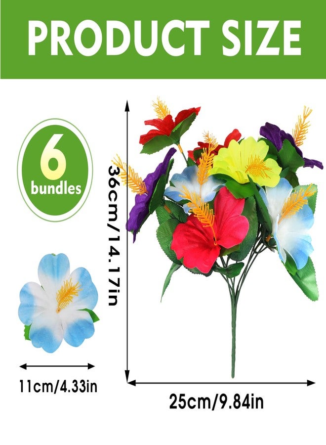 RMERVE 6 Pcs Hawaiian Flower Centerpieces for Tables,Tropical Flowers Artificial,Fake Hibiscus Flowers Bouquet, for Luau Summer Themed Party Birthday Home Wedding Office Garden Decoration Supplies - Image 2