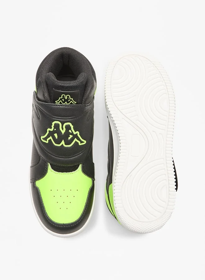 Kappa Boys' Panelled High Top Sneakers with Hook and Loop Closure