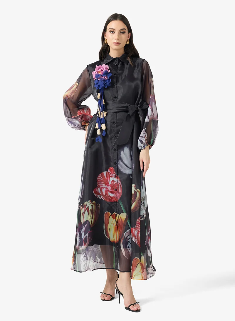 خزانة فستان بطبعة زهور