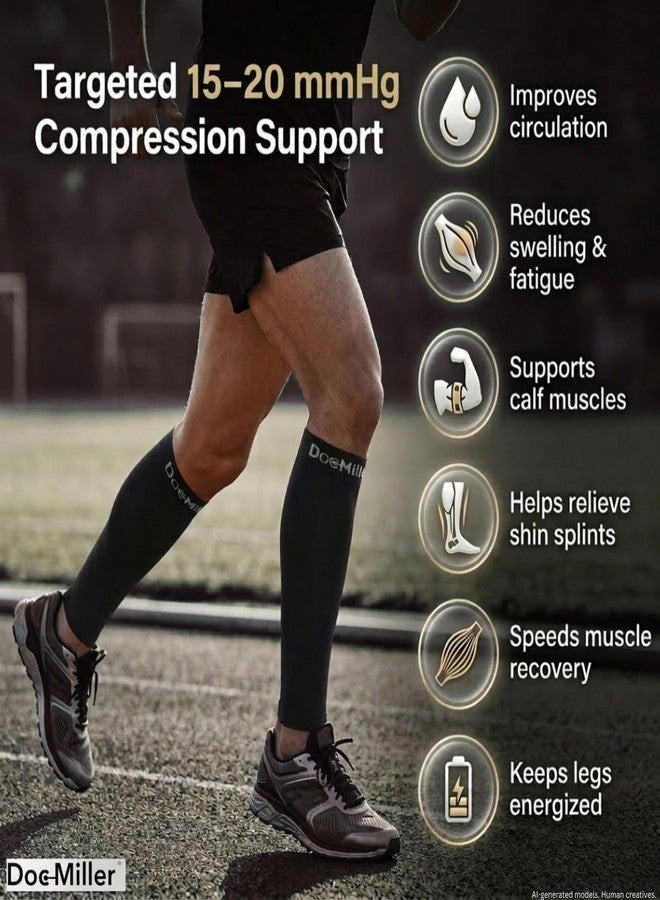 Doc Miller Calf Compression Sleeve for Petite Women & Men, 15-20 mmHg, Footless Leg Sleeve Brace for Varicose Veins, Pregnancy, Running & Cycling, Knee-High, Shin Splints, Recovery, 1 Pair - Image 2