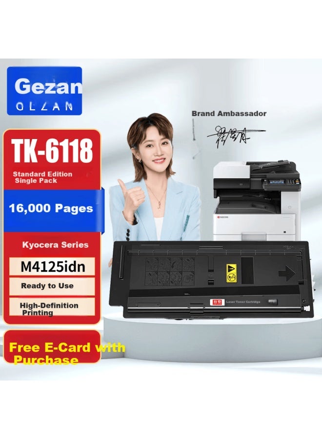 Gezan Tk-6118 Toner Cartridge Compatible With Kyocera Ecosys M4125idn M4312idn Printer Copier 6118 Toner Powder Drum
