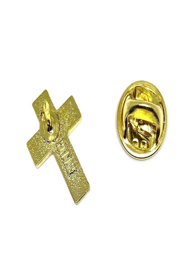 PinMaze دبوس طية صدر السترة مطلي بالذهب - بروش ديني مسيحي لاتيني مزخرف (5 قطع) - Image 3