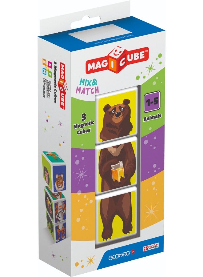 Geomag Magicube Mix & Match Savanna Animals STEM Toy 3 Pcs - Image 2
