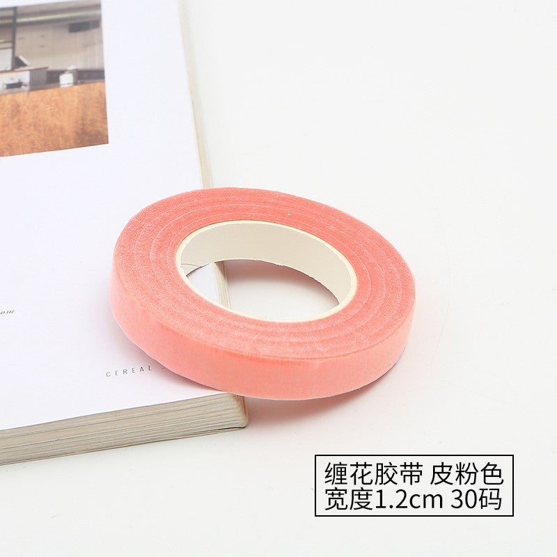 Generic Flower winding tape handmade DIY simulation flower flower rod paper bag tape paper tape candy flower rod winding tape wholesale Leather pink width 1.2cm 30 yards