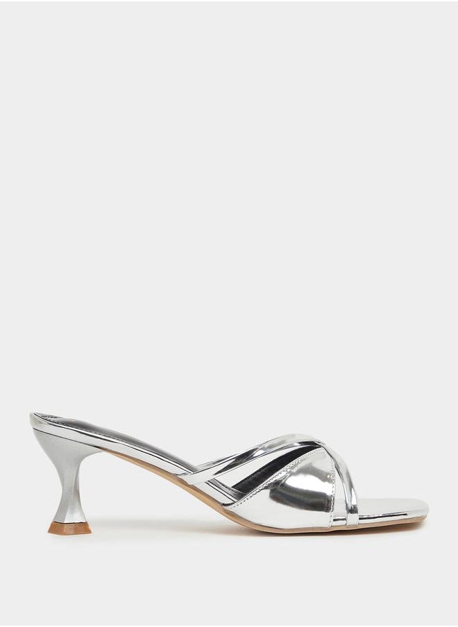 Styli Metallic Multi Strap Kitten Heel Sandals  - Image 2