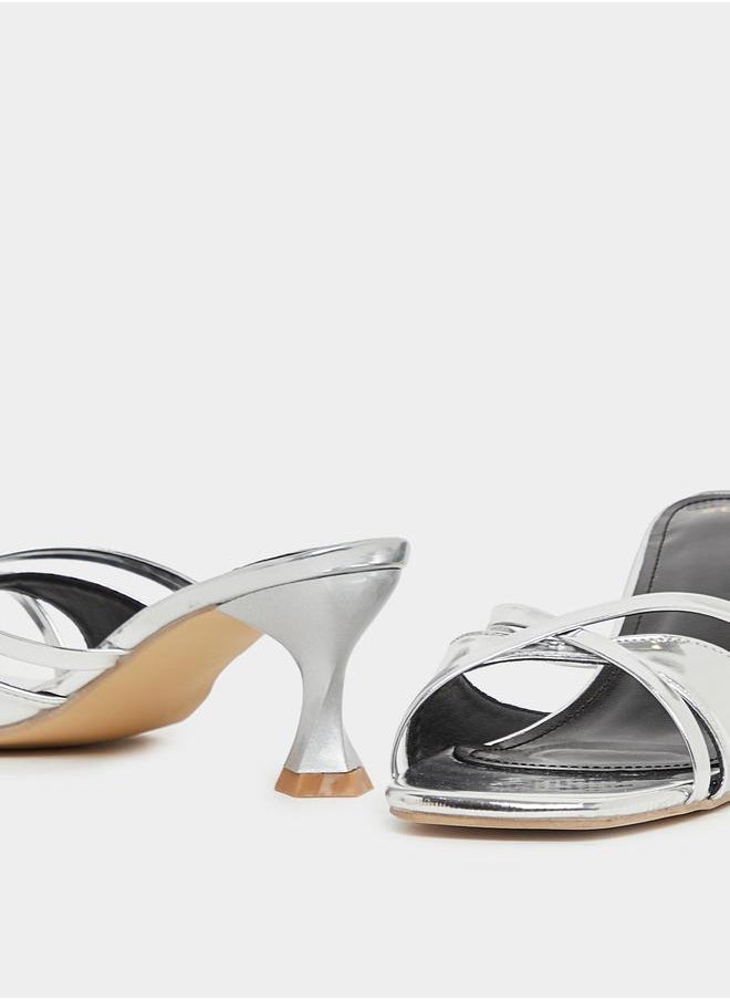 Styli Metallic Multi Strap Kitten Heel Sandals  - Image 4