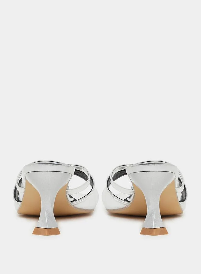 Styli Metallic Multi Strap Kitten Heel Sandals