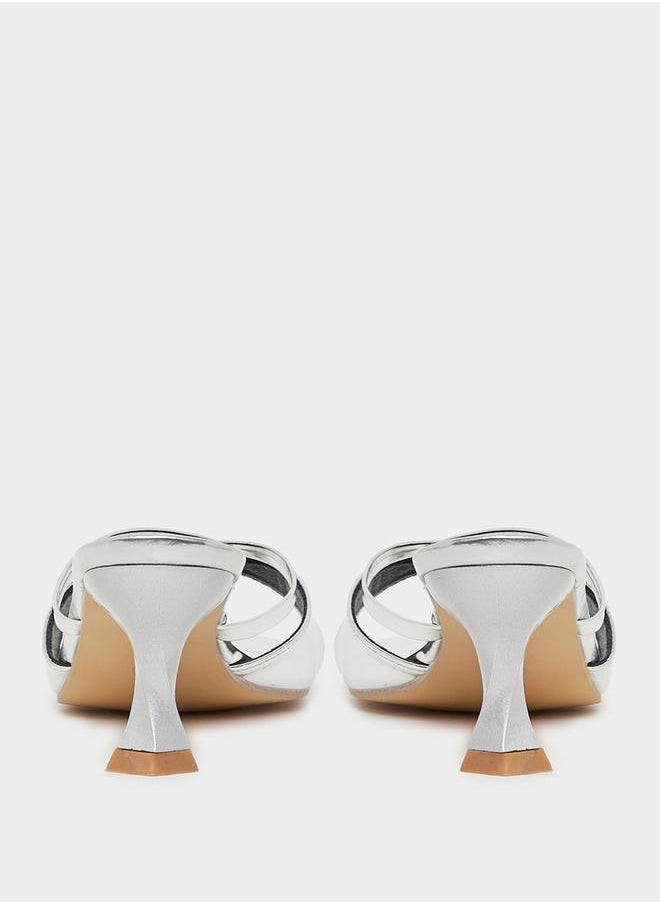 Styli Metallic Multi Strap Kitten Heel Sandals  - Image 5