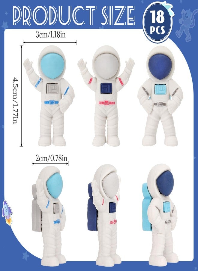KINYFY 18 Pcs Astronaut Erasers, 3D Cartoon Spaceman Pencil Erasers for Kids, Cute Outer Space Themed Eraser for School Supplies, Reward Gifts, Party Favors - Image 2