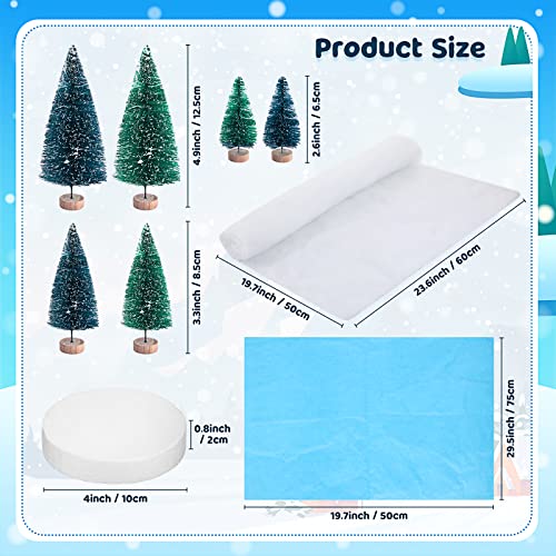 Sratte مجموعة تماثيل الحيوانات القطبية 19 قطعة تشمل 9 تماثيل حيوانات قطبية دب قطبي بطريق ثعلب قطبي 6 أشجار صنوبر صغيرة 1 لوح فوم 1 بطانية ثلج مزيفة 2 ورق كرافت أزرق مجموعة ديوراما قطبية - Image 3