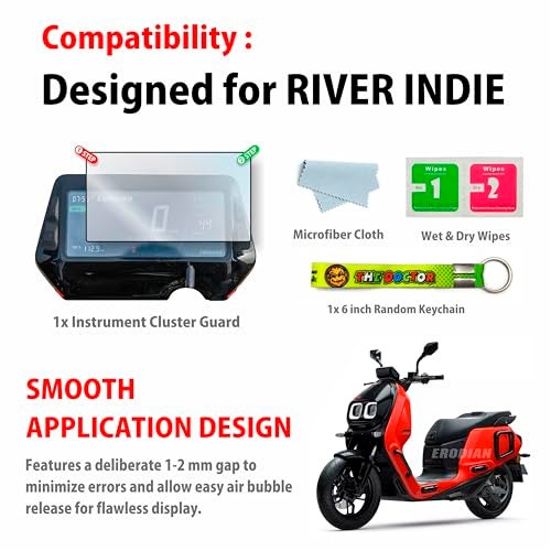 ERODIAN Meter Display Screen Protector, Meter Guard for River Indie Bikes | Scratch Resistant | Water Resistant | HD Clear Vision (1-Free Random 6 inch Keychain) - Image 3