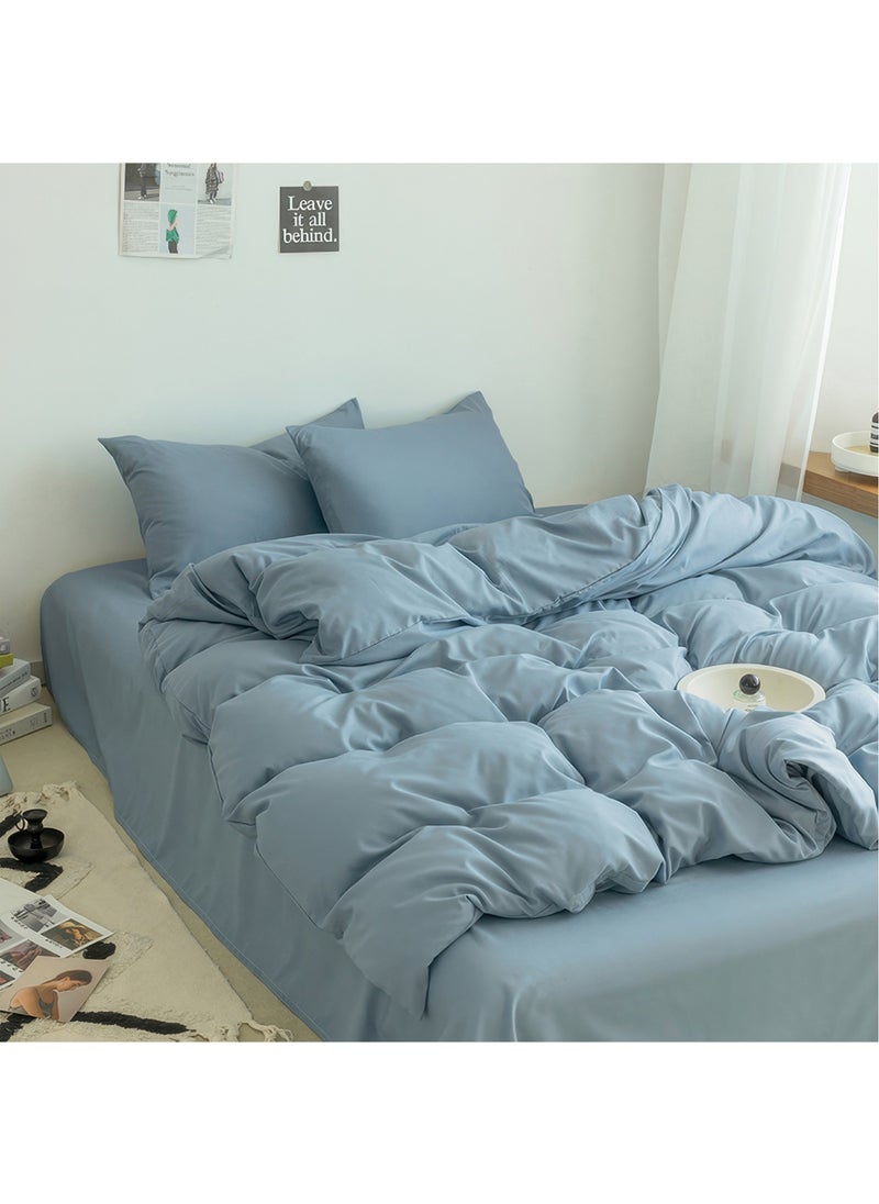 Cotton Duvet Cover Set, 4 Pieces Soft Brushed Microfiber Comforter Cover with Zipper Closure, Include 1 Duvet Cover 200x230cm 1 Flat Sheet and 2 Pillowcase, Full Size(Blue) - pzsku/ZD080544A63D197E8F826Z/45/_/1719986650/6c3a1e2c-5c71-4737-aa64-fad0f9396023