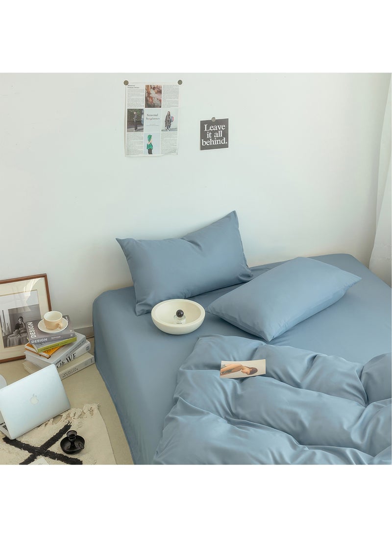 Cotton Duvet Cover Set, 4 Pieces Soft Brushed Microfiber Comforter Cover with Zipper Closure, Include 1 Duvet Cover 200x230cm 1 Flat Sheet and 2 Pillowcase, Full Size(Blue) - pzsku/ZD080544A63D197E8F826Z/45/_/1719986730/2be1f64a-9a4c-4299-8d6d-53466f23a546