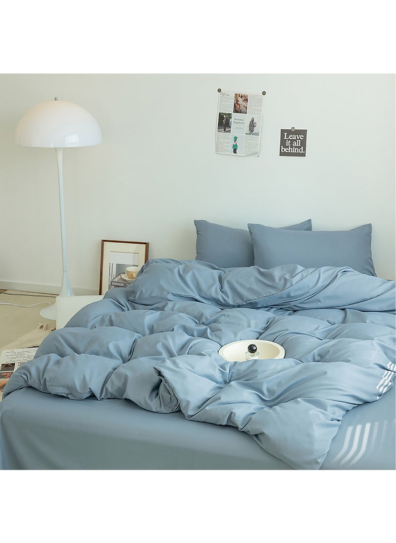 Cotton Duvet Cover Set, 4 Pieces Soft Brushed Microfiber Comforter Cover with Zipper Closure, Include 1 Duvet Cover 200x230cm 1 Flat Sheet and 2 Pillowcase, Full Size(Blue) - pzsku/ZD080544A63D197E8F826Z/45/_/1719986741/38e493d4-7a8d-4eac-bc4b-d69b02dc4aa3