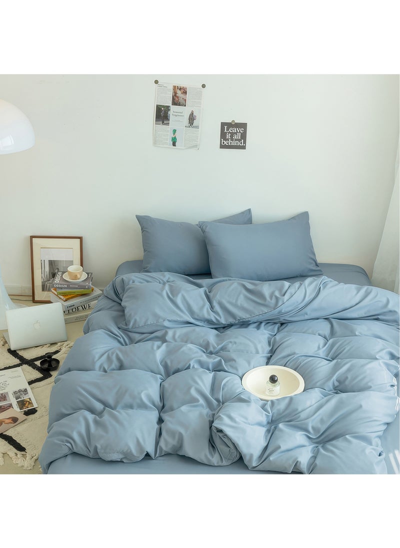 Cotton Duvet Cover Set, 4 Pieces Soft Brushed Microfiber Comforter Cover with Zipper Closure, Include 1 Duvet Cover 200x230cm 1 Flat Sheet and 2 Pillowcase, Full Size(Blue) - pzsku/ZD080544A63D197E8F826Z/45/_/1719986741/bbf22204-7267-4386-bd7a-343e7a472c08