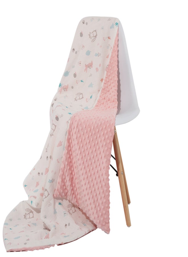 Insular Baby Dotted Blanket 43.3 * 62.2 Inches Soft Cotton & Plush Skin-friendly Breathable Unisex Infant Receiving Blankets for Bed Stroller Crib Travel - Image 2