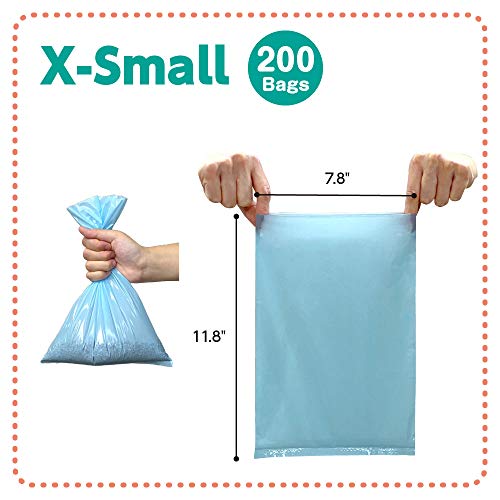 BOS Amazing Odor Sealing Cat Waste Bags - Durable and Unscented[Size: XS, Color: Light Blue](200 count, Pack of 1) (200Bags) ★Too Small to get a Litter Scoop Inside! - Image 2