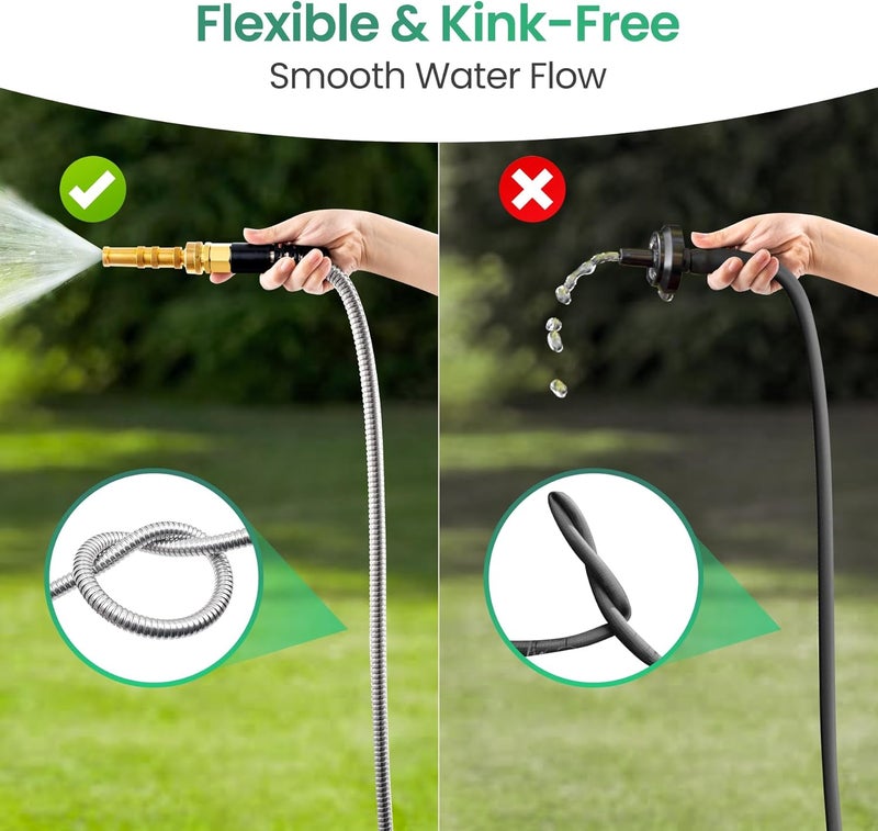 Cesun Short Garden Hose 3 feet, Metal Leader Water Hose, Heavy Duty and Lightweight Stainless Steel Water Pipe for RV, Outdoor, Yard, Lawn, 3ft x 5/8", Female to Male - Image 3